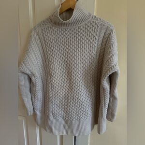 AYR Soft Ivory Cable Knit Turtleneck Sweater